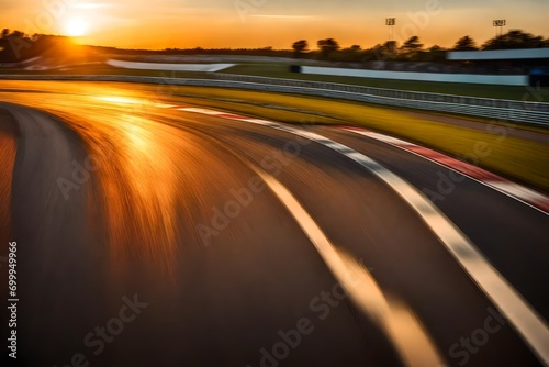 Racing track with motion blur, dusk scene © Stone Shoaib