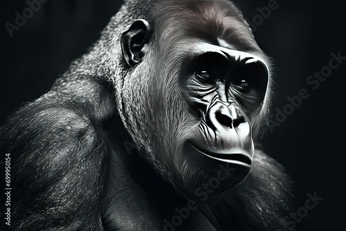  illustration animal silverback setting studio wildlife species endangered gorilla sad Portrait photo