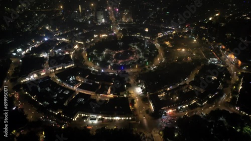 A Night Aerial Shot of Connaught Place in New Delhi, India
 photo