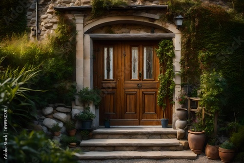 The doorway of a hillside house