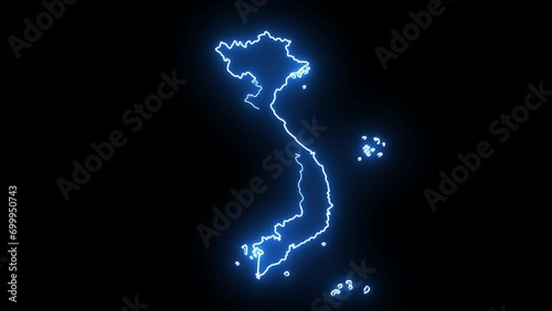 Animated Vietnam map icon with a glowing neon effect