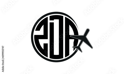 ZDA three initial letter circle tour & travel agency logo design vector template. hajj Umrah agency, abstract, wordmark, business, monogram, minimalist, brand, company, flat, tourism agency, tourist