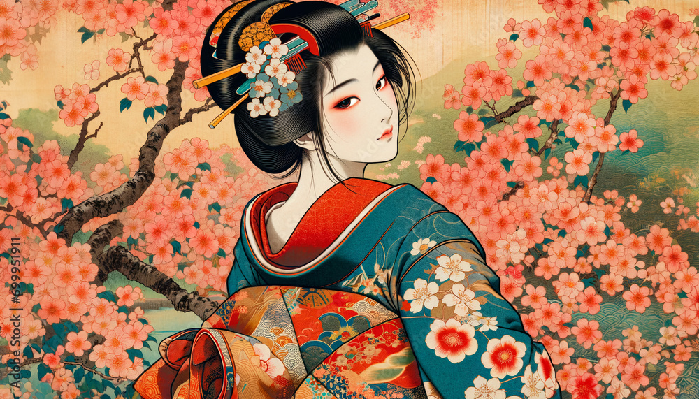 浮世絵(Ukiyoe)/美人画(Bijinga/Japanese beauty painting)美人画 美女 着物 anime イラスト 浮世絵(Ukiyoe)/美人画(Bijinga/Japanese beauty painting)美人画 美女 着物 anime イラスト