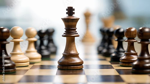 Macro of a chess board, symbolizing the strategic thought process and risk assessment involved in decisionmaking according to game theory in behavioral economics.
