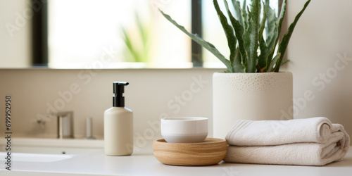 Minimalist Bathroom Decor with Aloe Vera Plant