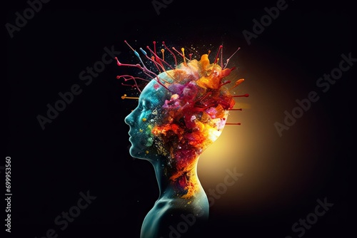  brain smart solutions brainstorming splashes colorful ideas explosion bulb light creative Man