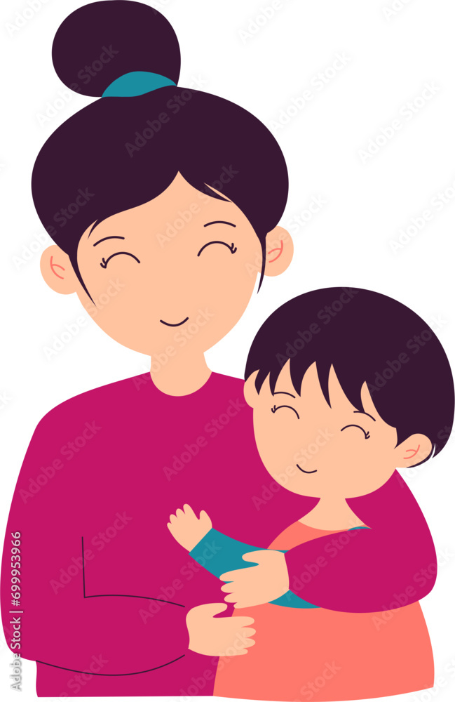 Mom and Kids Hugging