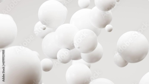 抽象的な白い背景。球、ボール、シャボン玉