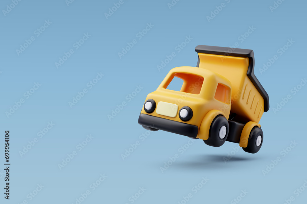 Naklejka premium 3d Vector Dump truck, Kid toy, Advertisement toy concept.