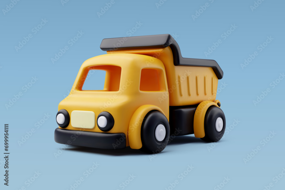 3d Vector Dump truck, Kid toy, Advertisement toy concept.