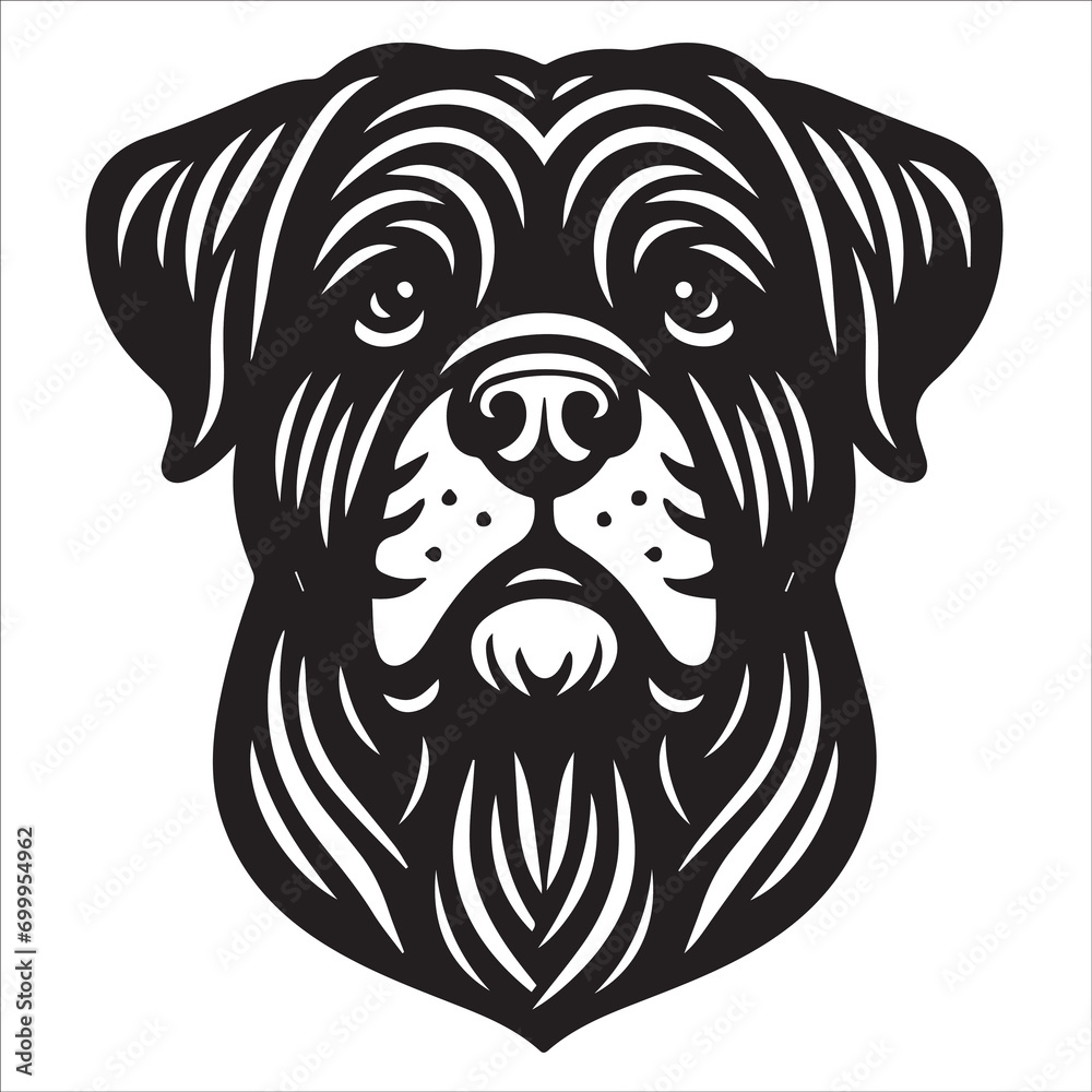 illustration of a dog head , Dog head black and white icon 