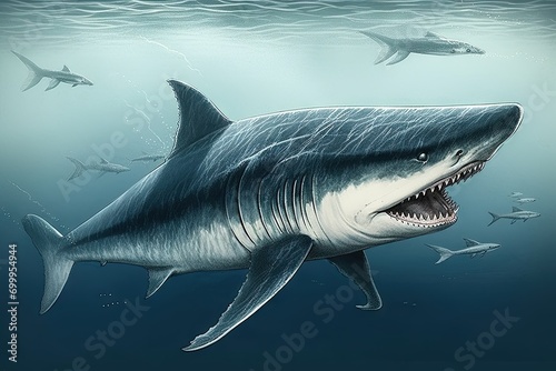  species extinct pliocene predator creature sea prehistoric shark megalodon Illustration