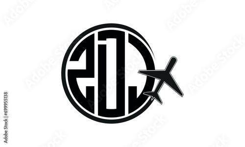 ZDJ three initial letter circle tour & travel agency logo design vector template. hajj Umrah agency, abstract, wordmark, business, monogram, minimalist, brand, company, flat, tourism agency, tourist