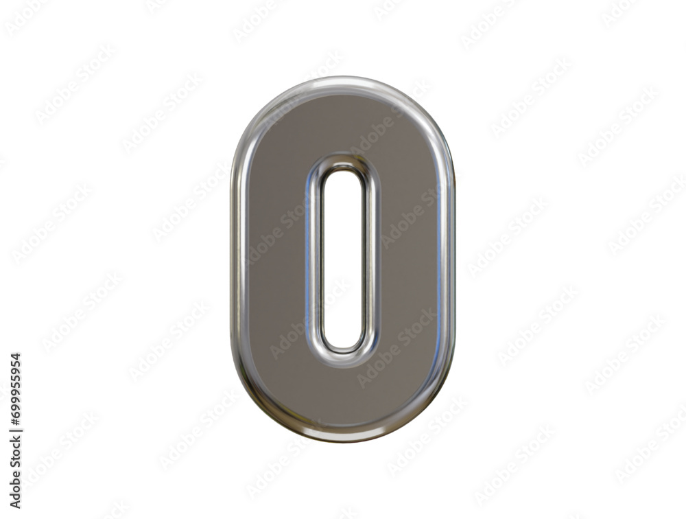 luxury silver number 0 typography 3d render luxury silver number 0 typography 3d render