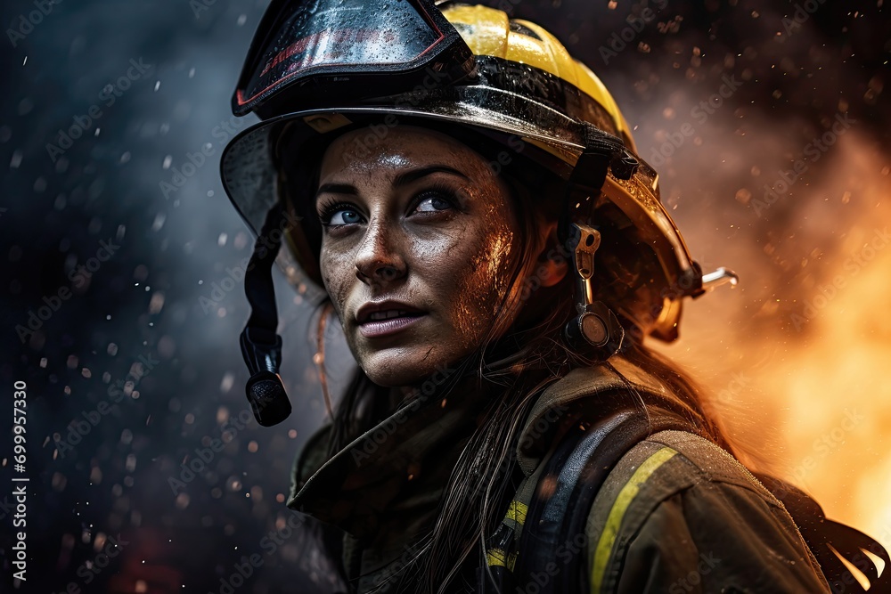  Firefighter in the aftermath of a fire, showcasing resilience and strength