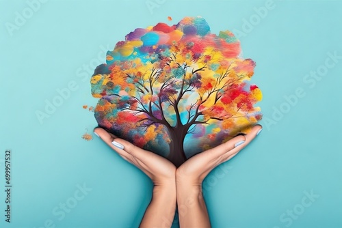 tree used health mental emotion positive nature connection concept creativity spirituality tree colorful Head photo
