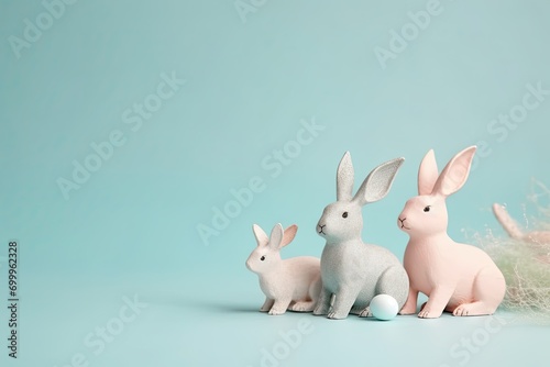 space copy color pastel card greeting holiday spring rabbit bunny easter Family