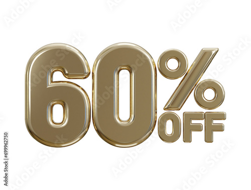 luxury golden 60 percent discount typography 3d render