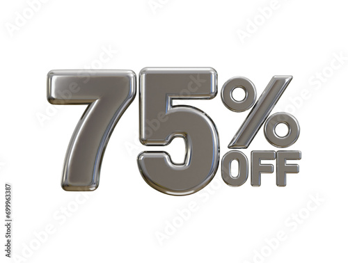 luxury silver 75 percent discount typography 3d render
