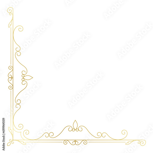 Vintage corner lines in the shape of gold rolled flowers are made into a baroque style frame.