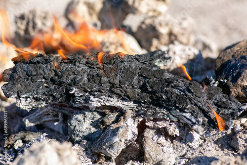Burning wood on campfire pit © Edward