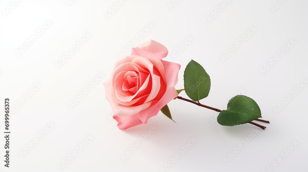 Fototapeta premium Rose on White Background with Copy Space. Presentation, Wallpaper, Love, Valentine, Flower 