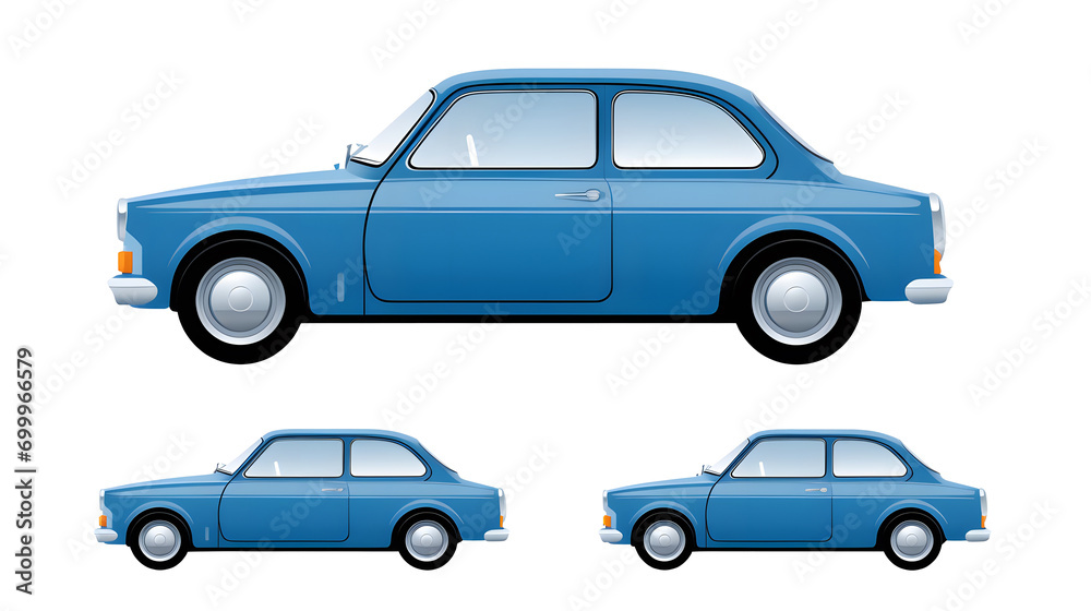 
Blue sports car vector template with simple colors without gradients and effects.