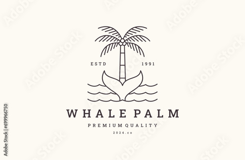palm and whale's tail vector illustrations.
