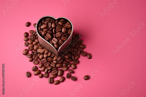 drink hot ingredients shape heart space copy empty background pink beans Coffee © akkash jpg