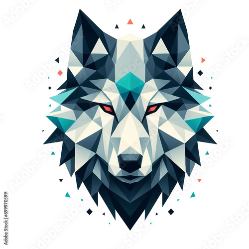 Presenting a low-poly triangular wolf head in a vector illustration against a Transparent Background. This polygonal style reflects a trendy and modern logo design, making it suitable for printing