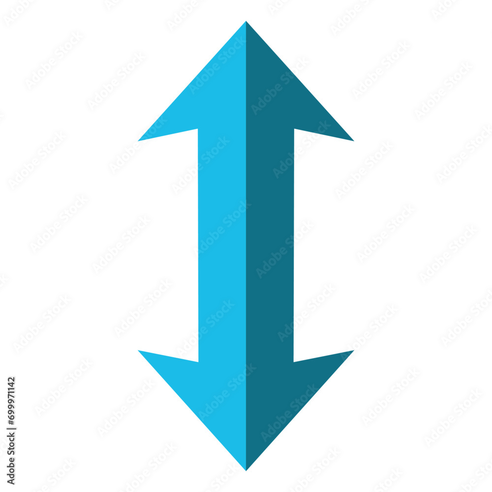 Double arrow icon direction design vector image.blue arrow on white background Double arrow icon direction design vector image.blue arrow on white background