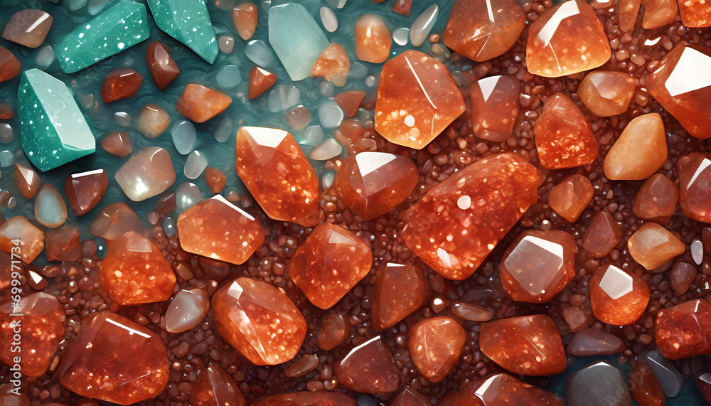 Fototapeta premium Awenturyn, kamień szlachetny czerwony, tekstura, generative ai
