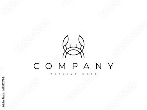minimal crab line logo design photo