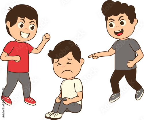 Boy Bullied by Naughty Kids. Bullying Prevention, Creating Safe Environments.