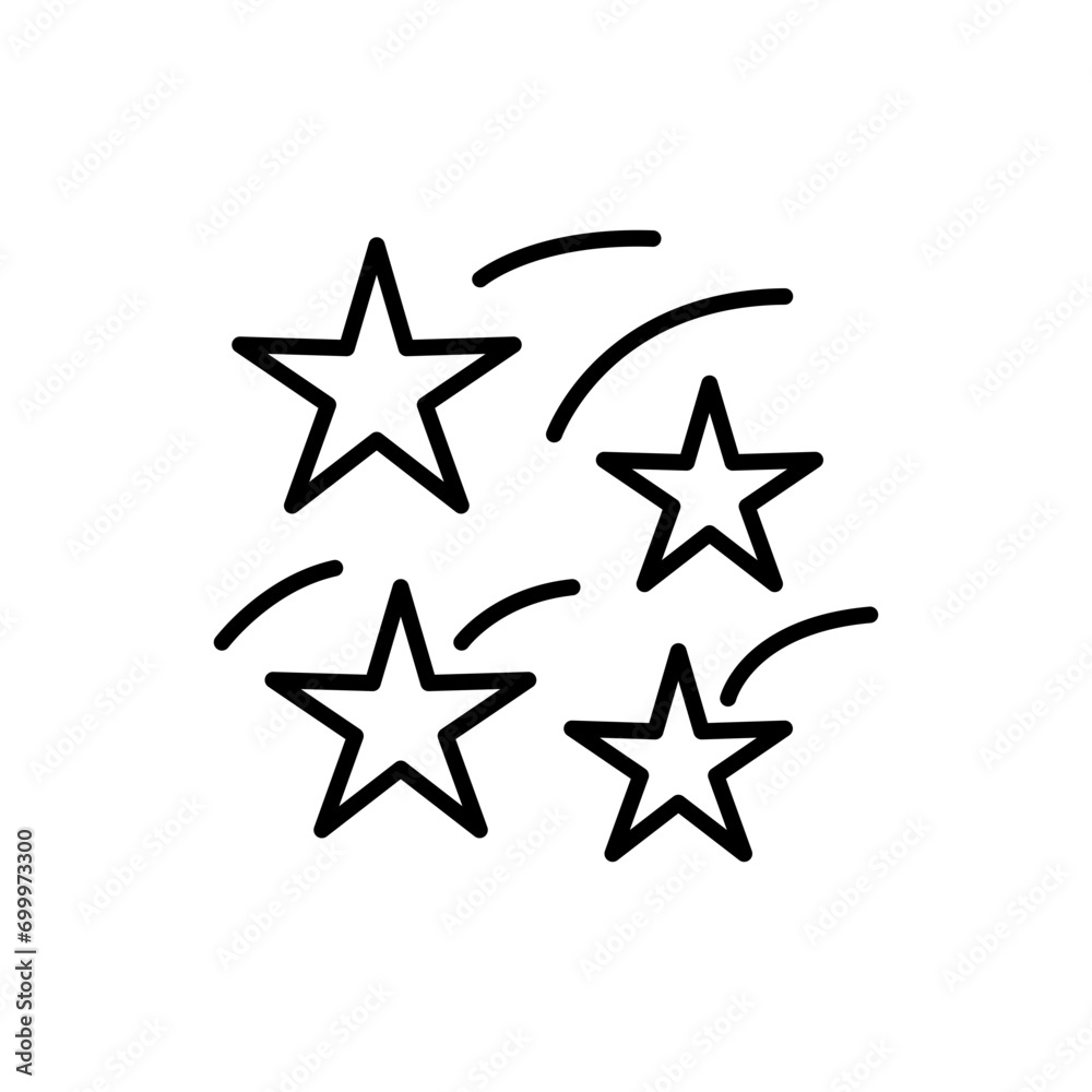 Star fall outline icons, minimalist vector illustration ,simple transparent graphic element .Isolated on white background