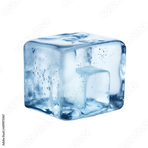 Ice cube isolated on white or transparent background