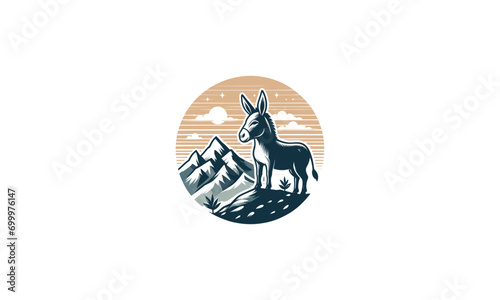 donkey on mountain vector illustration logo design