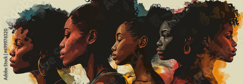 Silhouettes of African women against a warm-toned backdrop, embodying Black History Month and Black Lives Matter themes.