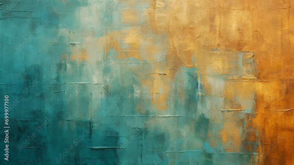 Obraz premium Abstract painted art background in green beige and golden