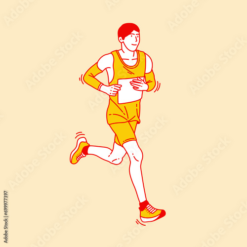 Simple cartoon illustration of a marathon runner 2