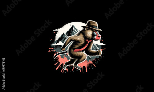 Wallpaper Mural baboon wearing hat running on mountain vector artwork design Torontodigital.ca