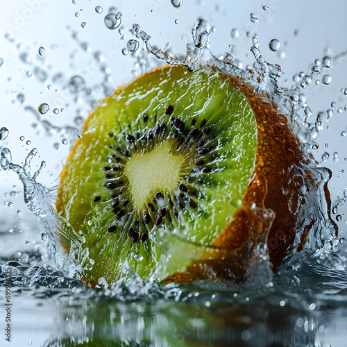 Drink splash with kiwi, water splash and fruit beverage with Kiwi, Realistic flow of refreshment   © Marut