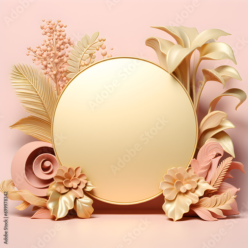 3D background with golden frame