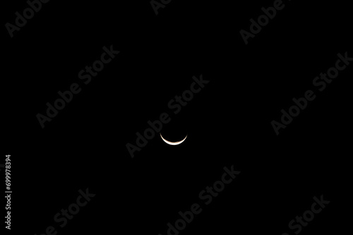 Crescent moon on night sky. Look like a beautiful smile.