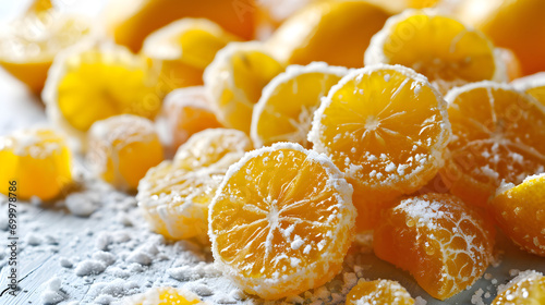 candied lemon, marmalade, candied lemon jelly on white background photo
