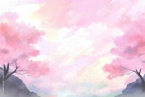 color Cherry Pink painting abstract Spring colors light background illustration Watercolor