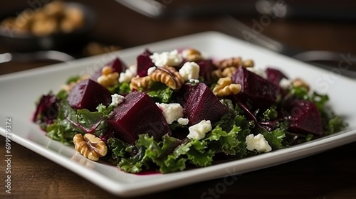 Fresh Kale and Roasted Beet Salad Mix, a Colorful and Nutritious Delight photo