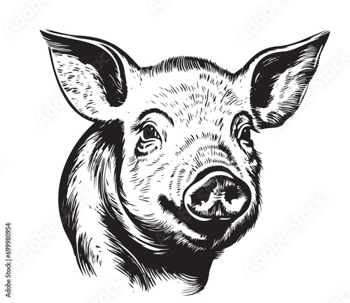Wallpaper Mural Pig face logo hand drawn sketch Vector illustration Farm animals Torontodigital.ca