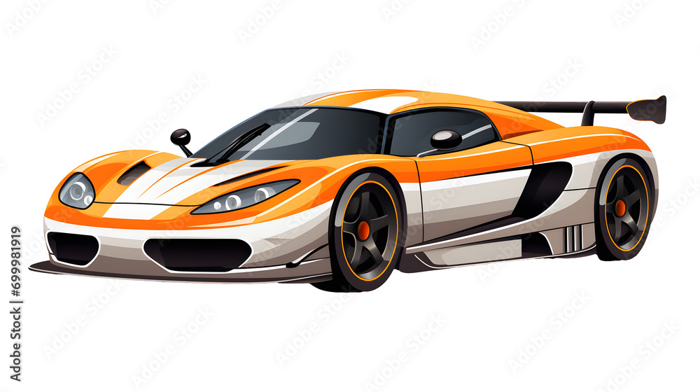 Orange sports car vector template, simple colors without gradients and effects. 