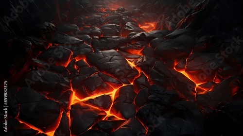 Volcano ground shattered and lava coming out Abstract Texture - Generative AI photo